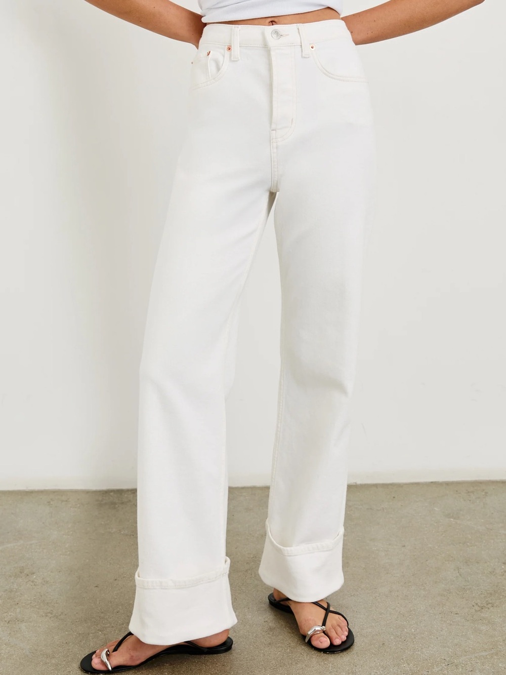 Rails Getty Cream High-Rise Wide Leg Jeans